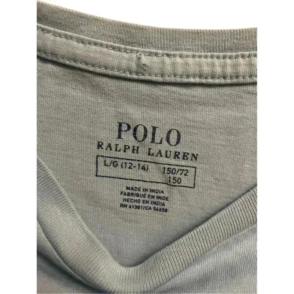 Polo Ralph Lauren Gray T-Shirt Short Sleeve Rainbow Logo Casual, size L/G(12-14) - Picture 3 of 4